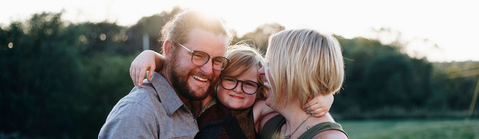 Young family outside